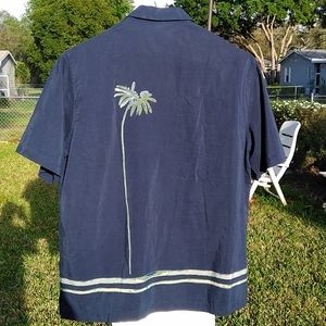 Greg Norman Collection Silk Blend Camp Shirt Blue